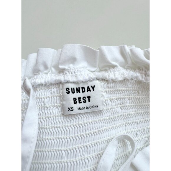 Aritzia SUNDAY BEST Lolita White Cotton Poplin Lace Up Corset Blouse, Size XS - Picture 9 of 11